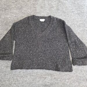 Anthropologie Maggie Sweater XS‎ Black Speckled Oversized V-Neck Long Sleeve